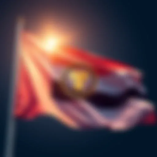 A graphic showing the UAE flag with a Toncoin logo and a visual representation of a golden visa, symbolizing investment and residency in the UAE.