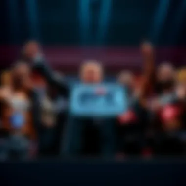UFC Fighters Receiving Cryptocurrency Payment UFC fighters celebrating while holding cryptocurrency symbols, with a backdrop of the Trump administration logo