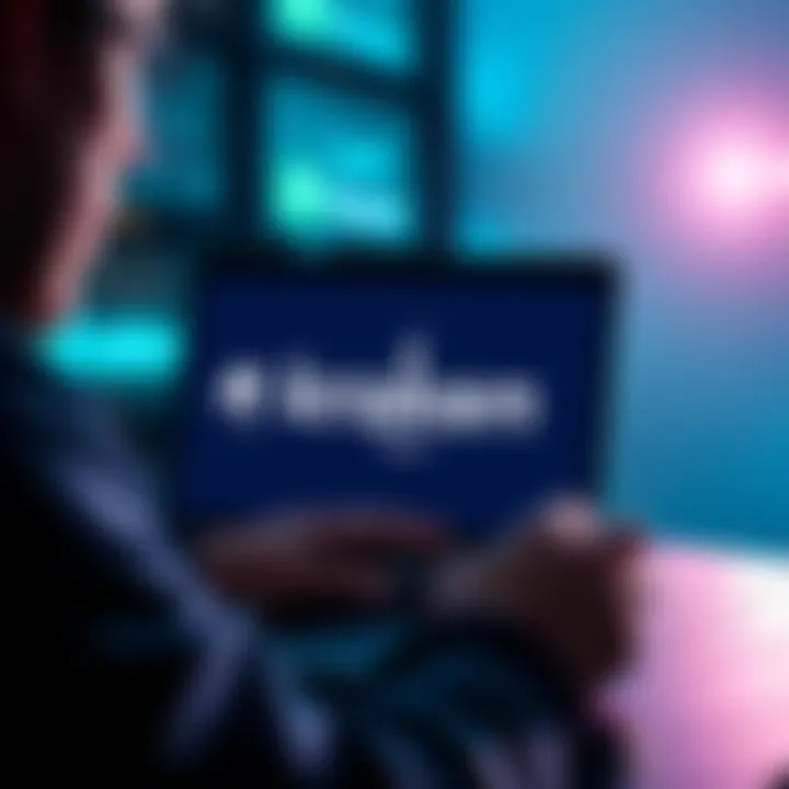 A person looking at a laptop with bank logos and a Kraken logo on the screen, representing challenges in making deposits.