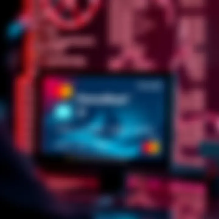 Unauthorized charges on a canceled card A virtual card showing unauthorized charges, with a negative balance displayed on a screen, illustrating a banking issue.