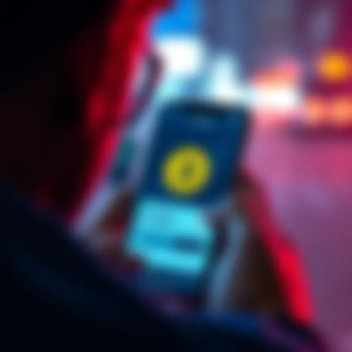 A person looking at a smartphone screen displaying a wallet with Bitcoin balance and a question mark over it, symbolizing uncertainty about the transaction's source.