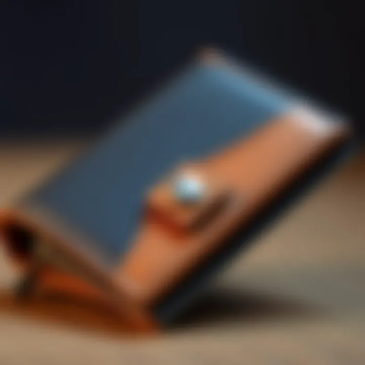 A close-up of an unusual wallet featuring a distinct and stylish design.