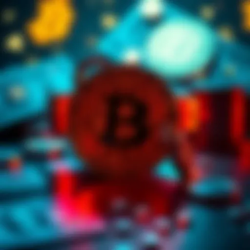 A visual representation of 24 words being used to unlock a Bitcoin wallet, with symbols of money and cryptocurrency in the background.