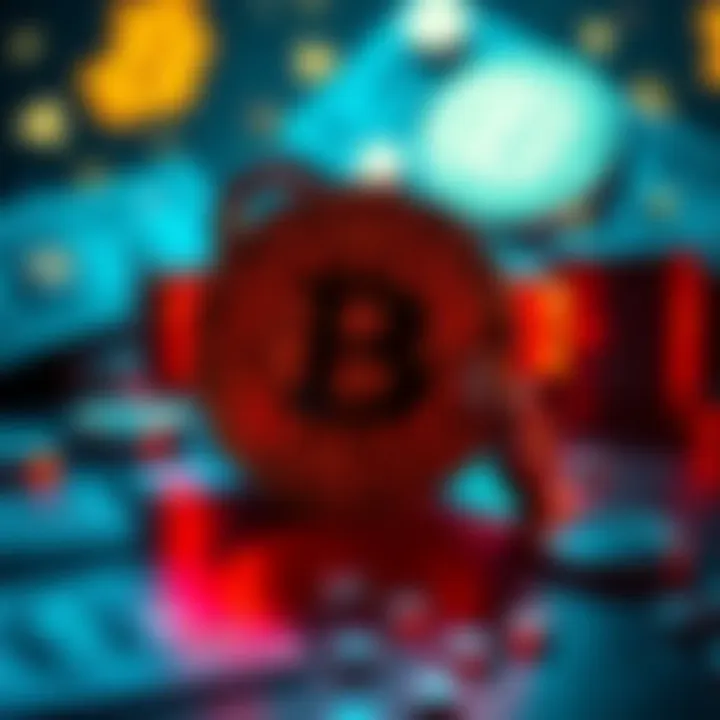 A visual representation of 24 words being used to unlock a Bitcoin wallet, with symbols of money and cryptocurrency in the background.