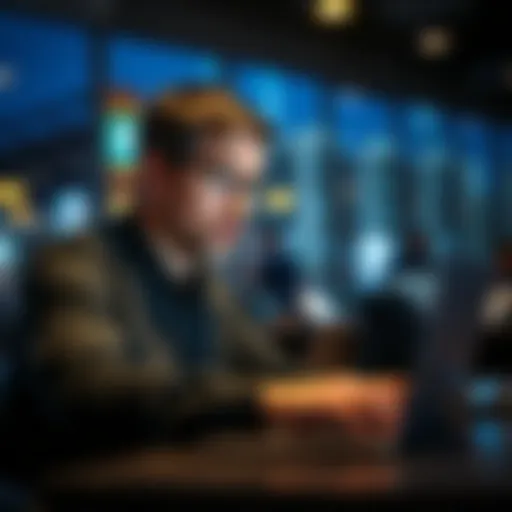 A person updating their security settings on a laptop, looking focused and alert.