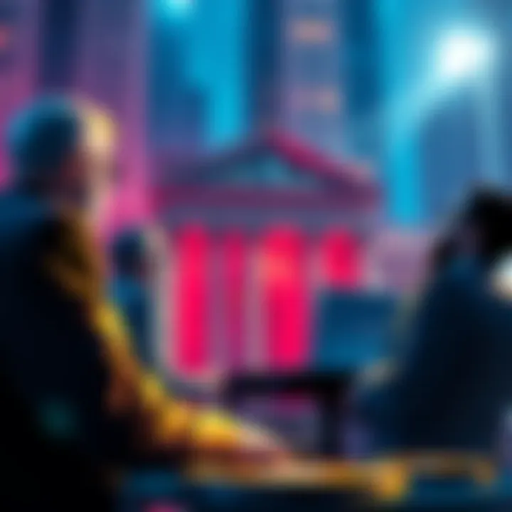 A group of major US banks discussing a potential lawsuit against federal regulators regarding new crypto banking guidelines.