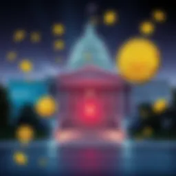 Visual representation of the US government building with crypto coins symbolizing Bitcoin and CRO, highlighting market speculation