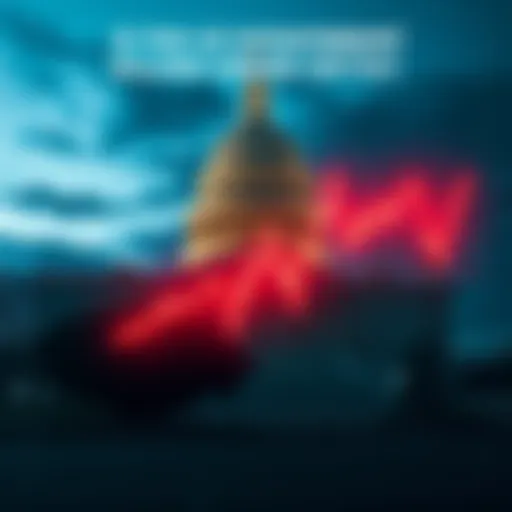 A graphic showing the US Capitol with a downward trending crypto market chart