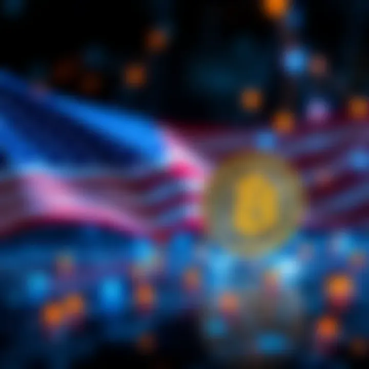 A graphic showing the U.S. flag alongside symbols of quantum computing and Bitcoin to represent the investment in quantum technology for cryptocurrency security.
