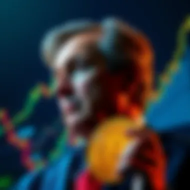A U.S. politician looks at a Bitcoin symbol with a rising stock chart in the background, reflecting a recent trade success.