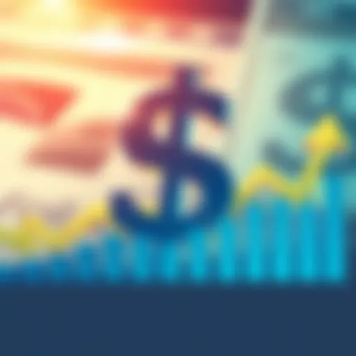 US Dollar and Inflation An illustration showing the US dollar symbol with rising inflation arrows in the background, symbolizing changes in purchasing power over time.