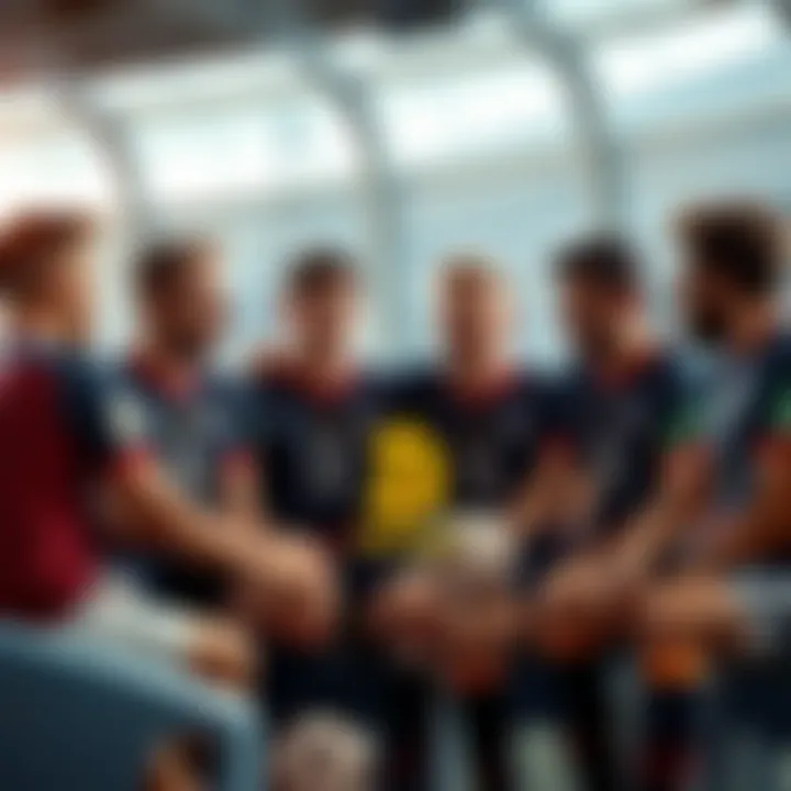 Members of the US Men’s soccer team talking about Bitcoin's decline, showing mixed reactions in a casual setting