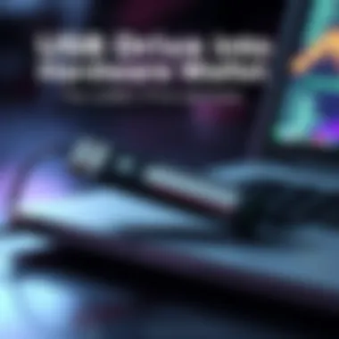 USB Drive as Hardware Wallet A USB drive connected to a laptop, symbolizing DIY cryptocurrency storage solutions.