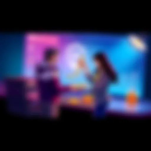 USDC Escrow Transactions Illustration showing two people exchanging digital currency with a secure escrow service in the background