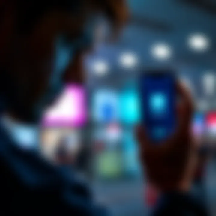 A person looking at their phone, showing the Revolut app interface, with a worried expression