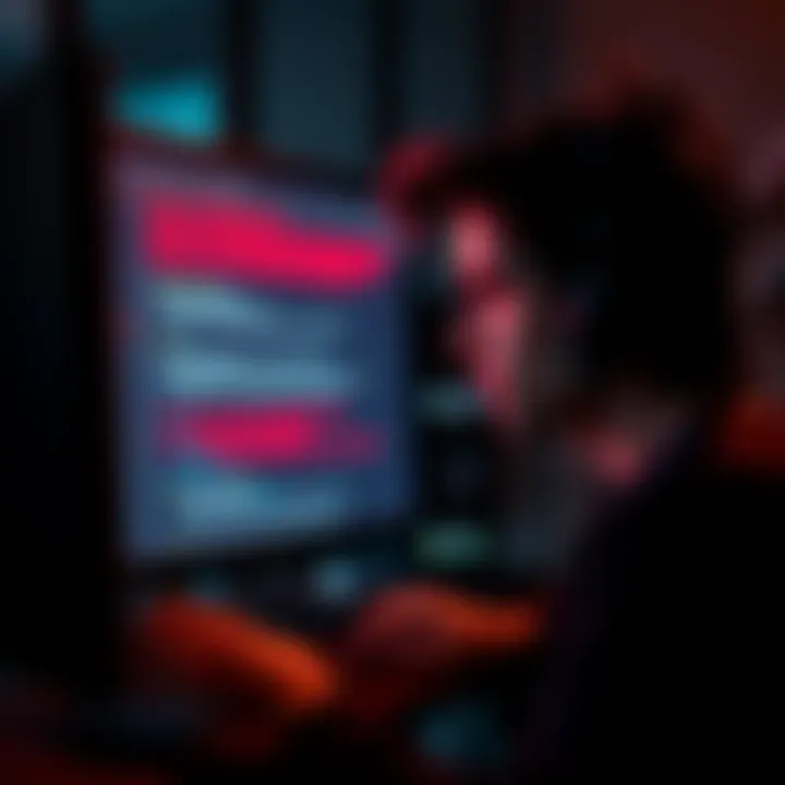 User frustrated with errors A person looking at a computer screen with a frustrated expression, showing red error messages on the screen while trying to join missions