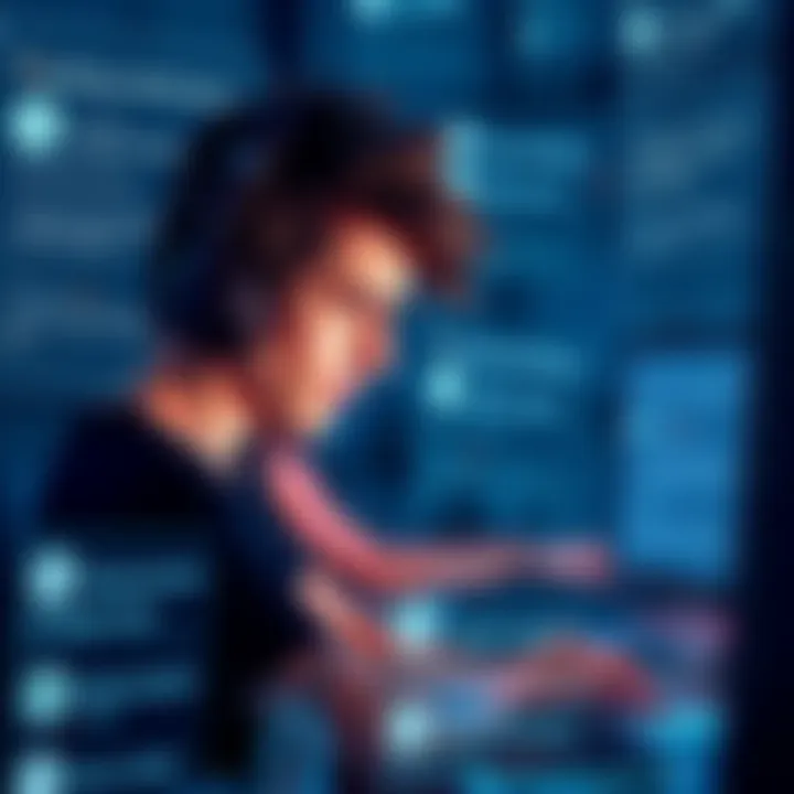 A user looking frustrated at their computer, surrounded by messages about buying restrictions and support troubles.