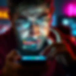 User frustrated with ads on money app A person looking at a smartphone with ads displayed, showing frustration