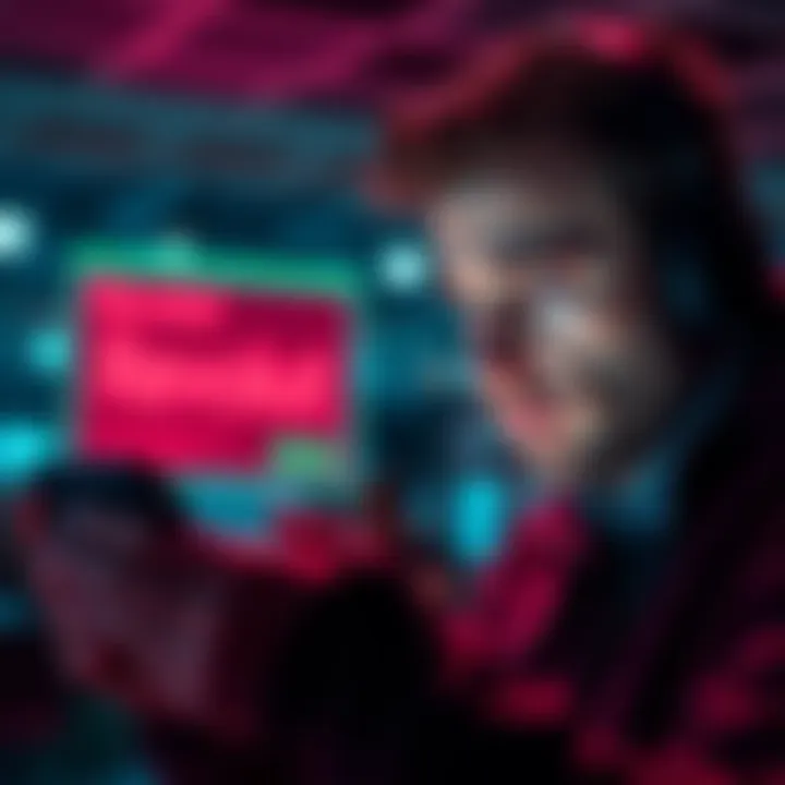 A frustrated user looking at their phone, trying to create a Revolut account but encountering problems.
