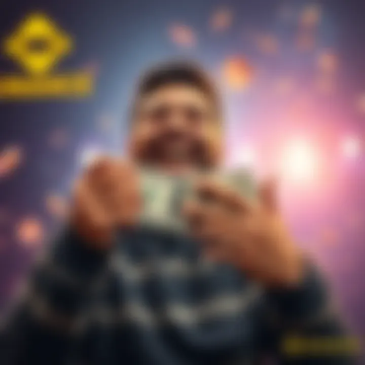 A person smiles while holding cash, celebrating a successful withdrawal from their Binance account after two years.