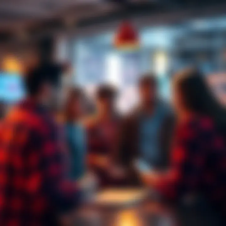 A group of people sharing their experiences and opinions about the Strike app in a casual setting