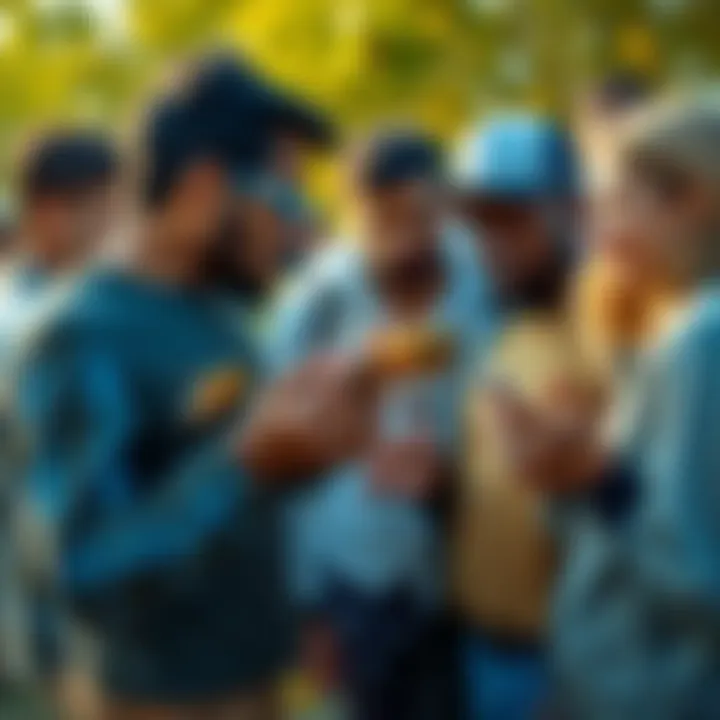 Users Reporting App Login Issues A group of people discussing their login problems with a bee management app while showing concern over inactive bees.