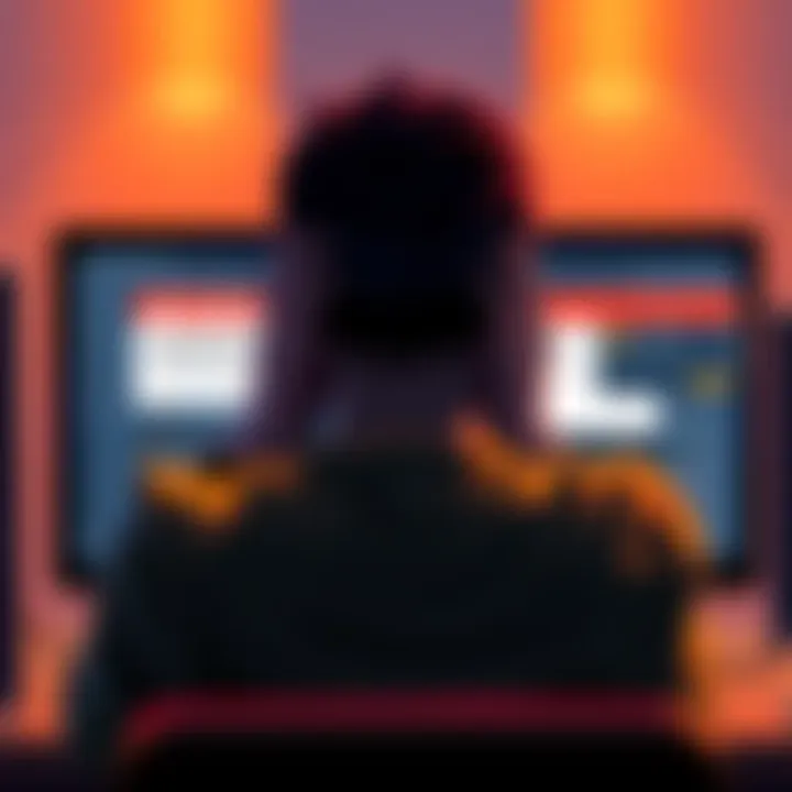 User looking distressed after losing $28,000 to a scam exchange, holding their head in their hands, with a computer screen showing a warning about a fraudulent site.