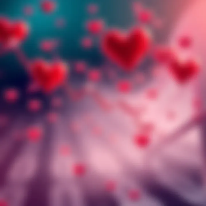 A graphic showing a downward trend in cryptocurrency values with heart symbols and dollar signs, illustrating the impact of romance on the market.