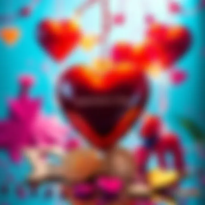 Colorful heart-shaped decorations and cryptocurrency symbols representing Valentine's Day promotions on BitMart