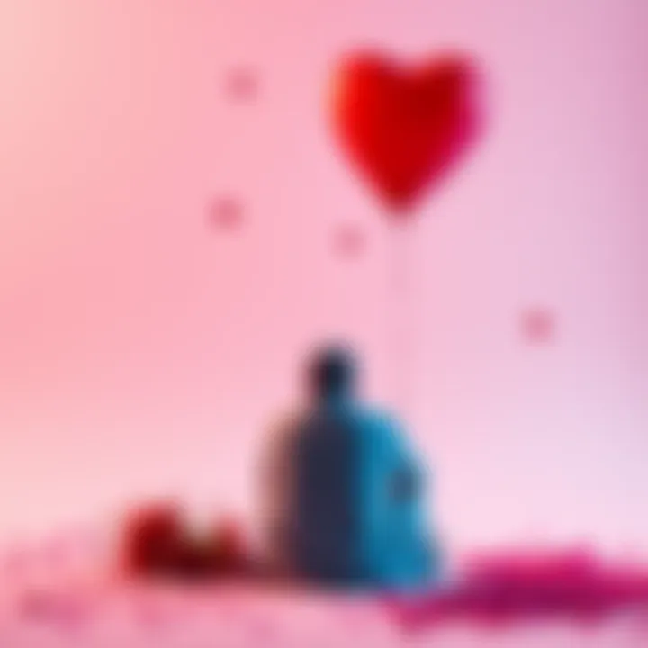 A person sitting alone with a heart-shaped balloon and flowers, reflecting on self-love on Valentine's Day.