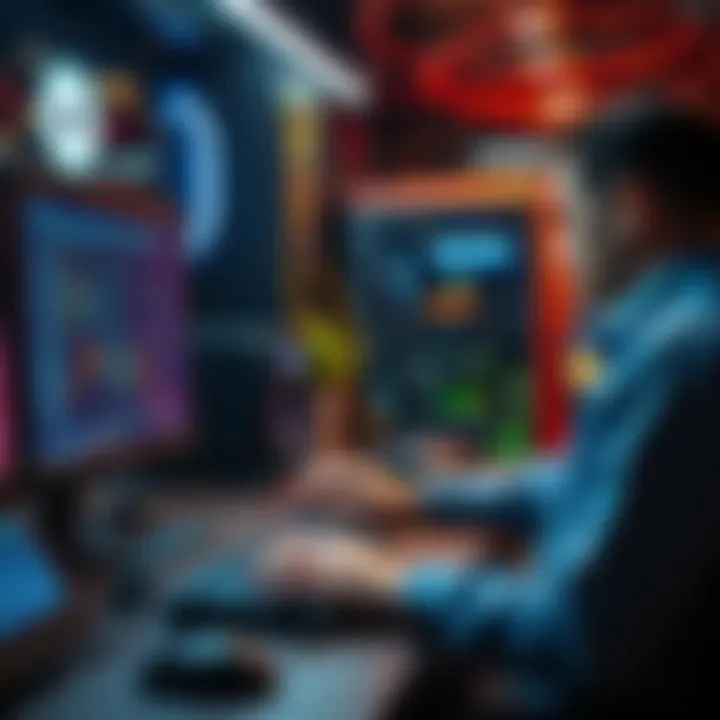 A person setting up a computer with standard hardware to become a validator for cryptocurrency