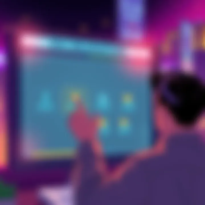 Validators for SOL Delegation Illustration showing a person selecting between different validators for SOL delegation on a screen.