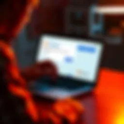A person looking concerned while checking a VAT payment request related to a Coinbase transaction on a laptop, with a Bitcoin symbol on the screen.