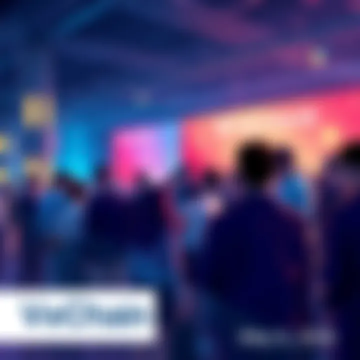 People discussing updates in the VeChain ecosystem during a community event