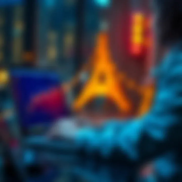 A person using a laptop for identity verification on a crypto platform while holding a skilled worker visa.