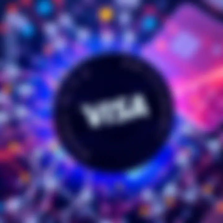 Visa logo with a cryptocurrency background representing its dominance in the crypto card market