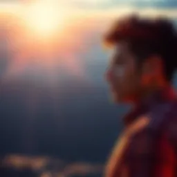 A confident person looking at a bright horizon with a chart showing growth towards a financial goal.