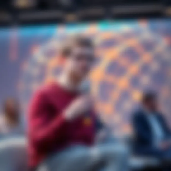 Vitalik Buterin speaking at a conference about the risks of superintelligent AI