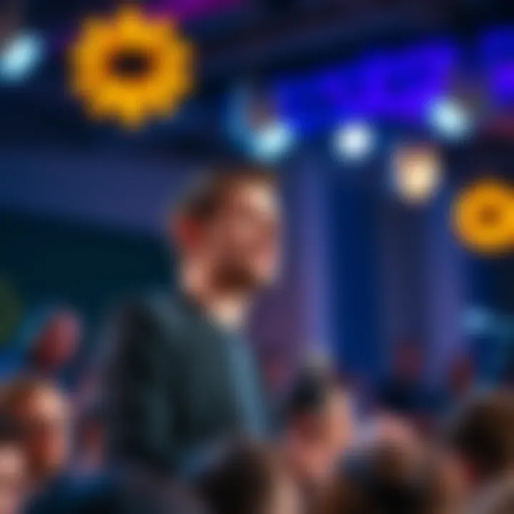 Vitalik Buterin addressing a crowd about the need for updated democratic tools to fight authoritarianism