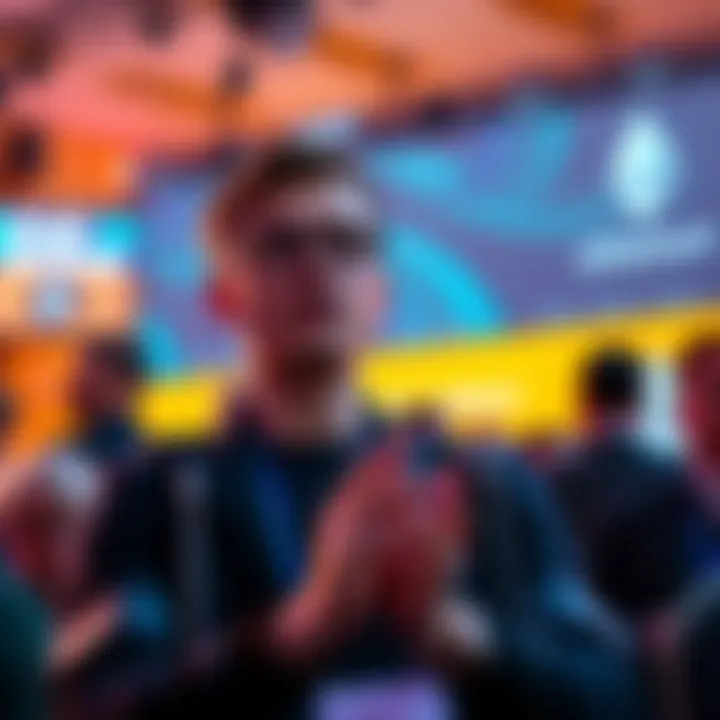 Vitalik Buterin speaking at a conference about lowering Ethereum gas limits to improve efficiency and reduce fees.