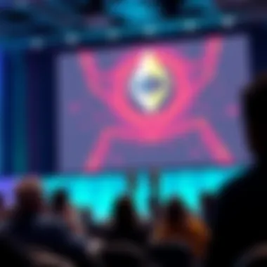 Vitalik Buterin speaking at an Ethereum conference, highlighting layer-2 solutions and their impact on the ecosystem