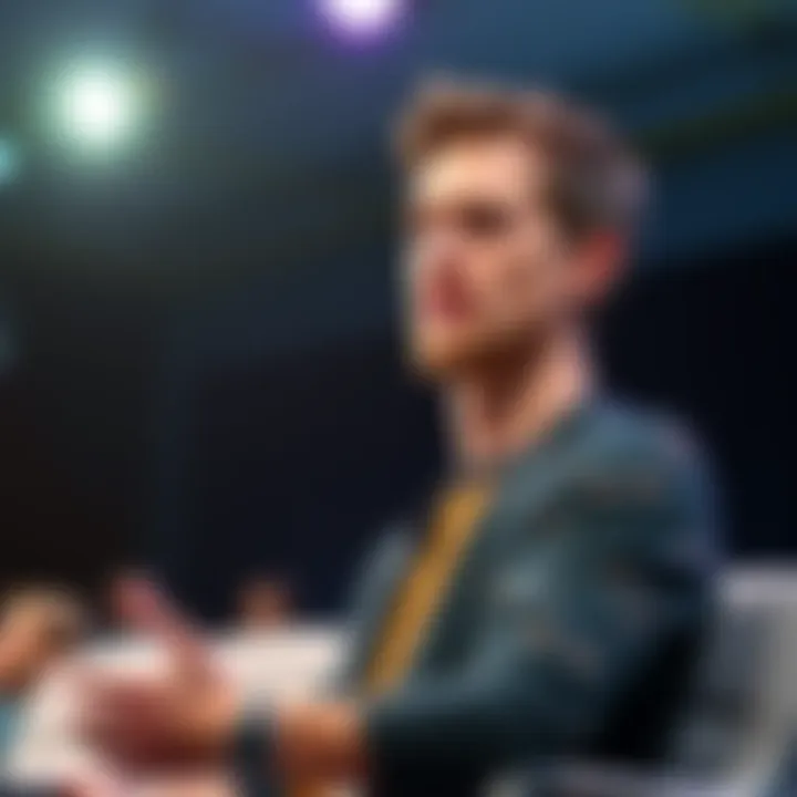 Vitalik Buterin explaining the importance of ZK-SNARKs for blockchain decentralization at a conference