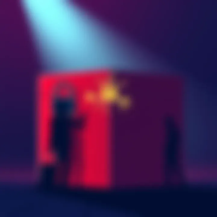 A visual representation showing a voting box with broken locks, symbolizing security flaws in Cardano's quadratic voting system. There are shadows of people trying to influence the votes, indicating exploitation risks.