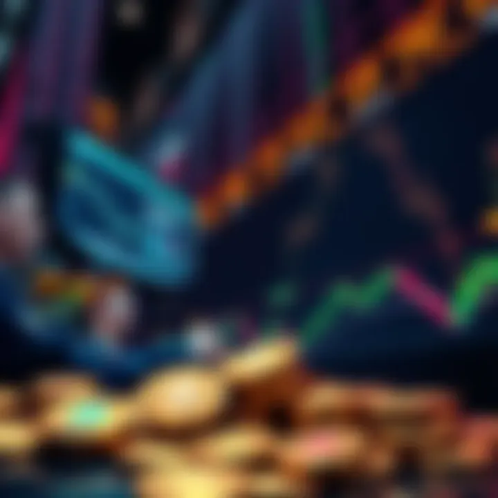 Wall Street Meets Crypto A graphic representation of Wall Street traders analyzing cryptocurrency charts, with digital coins in the foreground.