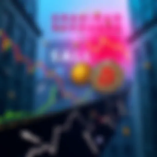 A visual representation of the Wall Street Bitcoin strategy failing, with a chart falling and a Bitcoin logo showing distress.