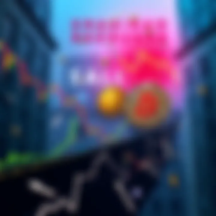 A visual representation of the Wall Street Bitcoin strategy failing, with a chart falling and a Bitcoin logo showing distress.