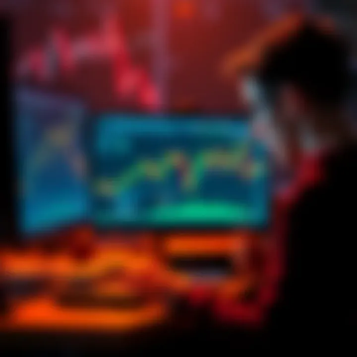 A person looking distressed while checking their digital wallet on a computer, with graphs and cryptocurrency symbols on the screen.