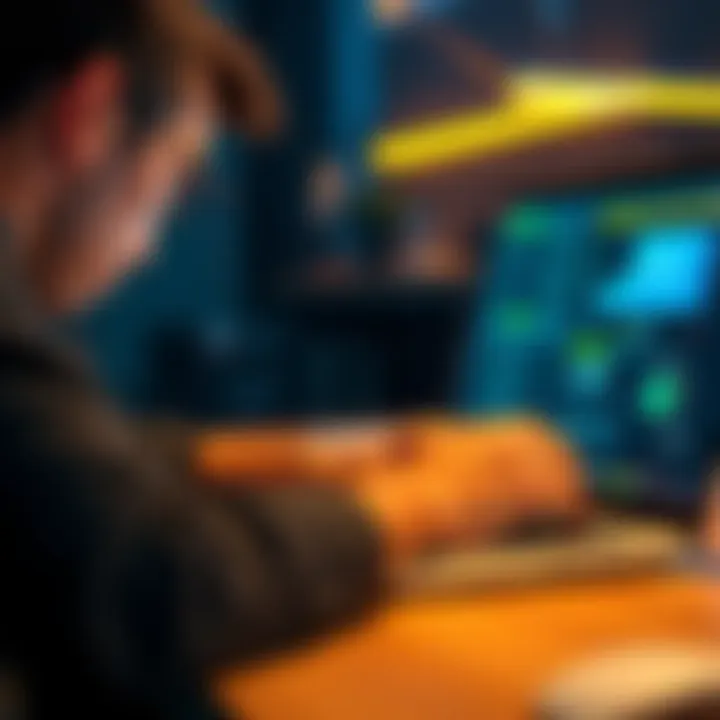 A person looking frustrated while trying to connect their cryptocurrency wallet on a laptop, with a digital wallet interface displayed on the screen.
