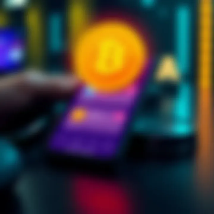 Illustration of smartphone displaying different wallet options for purchasing Bitcoin with low fees