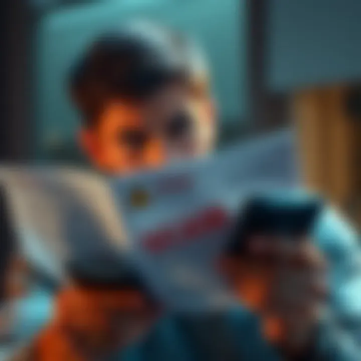 A person looks worried while reading a scam letter related to cryptocurrency, holding a Ledger device in their hand.